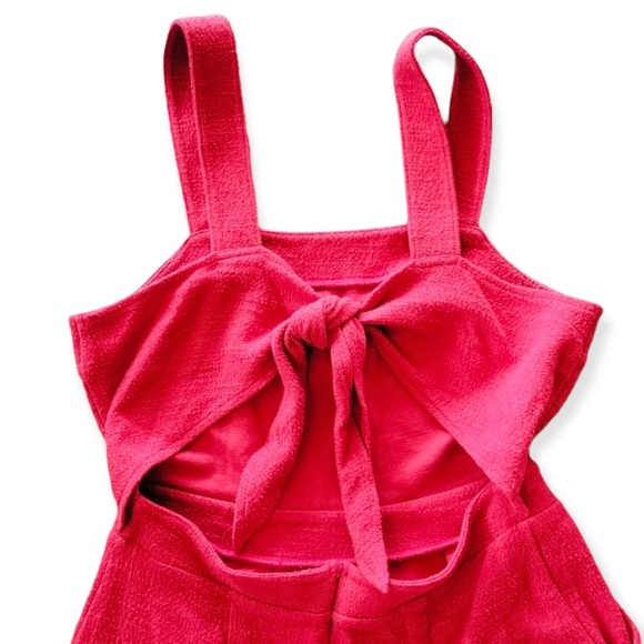 Madewell Texture & Thread tie up jumper jumpsuit red sleeveless Sz 8 - Picture 5 of 9